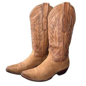 OLD GRINGO Western Cowboy Boots Tan Suede Leather Embroidered | Women's Sz 7.5B
